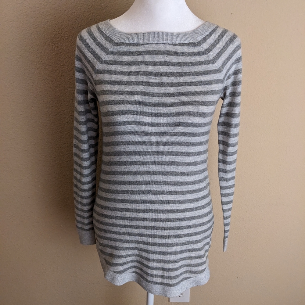 LOFT Gray Stripe Sweater, size XXSP